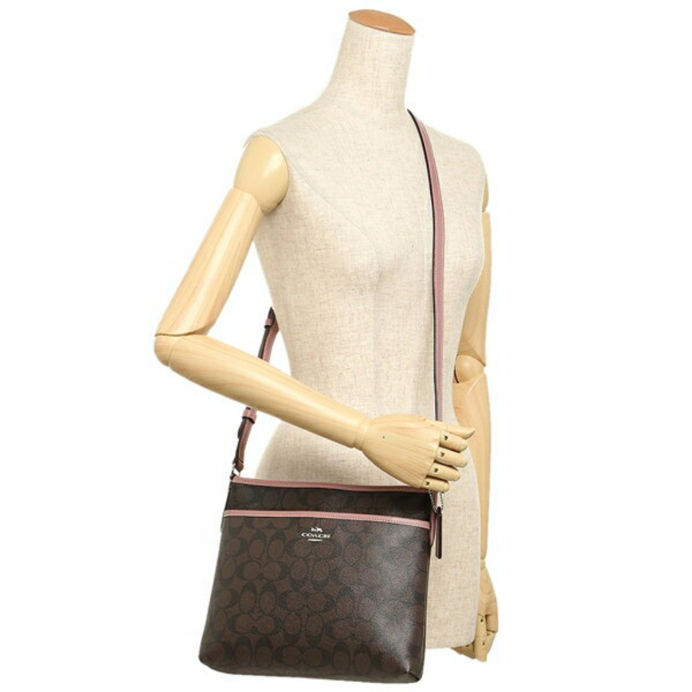 COACH NWT Pink Brown File Crossbody Bag Purse - Picture 1 of 7
